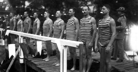 Striped Bathing Suits The Favorite Swimwear Of Men In The Early Th