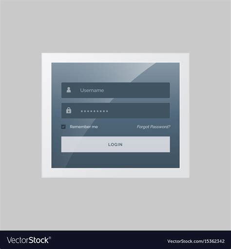 Modern Login Form Design In Gray And Blue Theme Vector Image