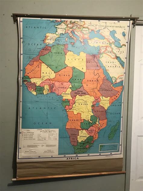 Vintage Africa Pull Down School Map Teaching Display 28 1934287463