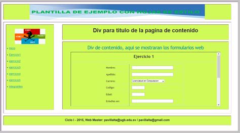 Codigos De Paginas Web En Html Ejemplos Opciones De Ejemplo