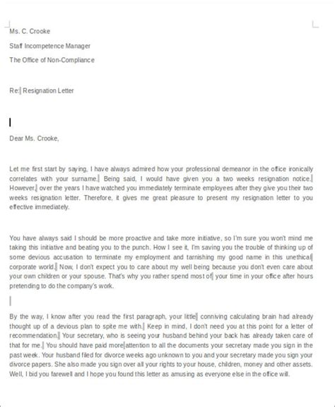 Free 4 Sample Rude Resignation Letter Templates In Ms Word