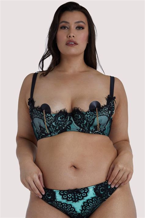 Jaquelina Mint Contrast Quarter Cup Bra Shopperboard