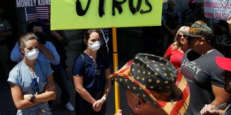 Arizona Coronavirus Unit Nurse Faces Off With Anti Lockdown Protesters