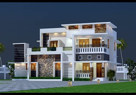 2000 Sq Ft 4bhk Contemporary Style Twp Storey House And Free Plan