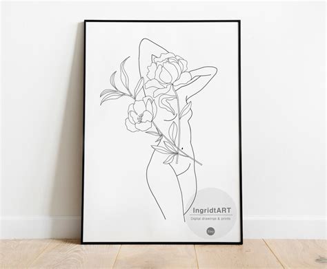 Sexy Nude Woman Line Art Minimalist Wall Art Woman Line Art Etsy Canada
