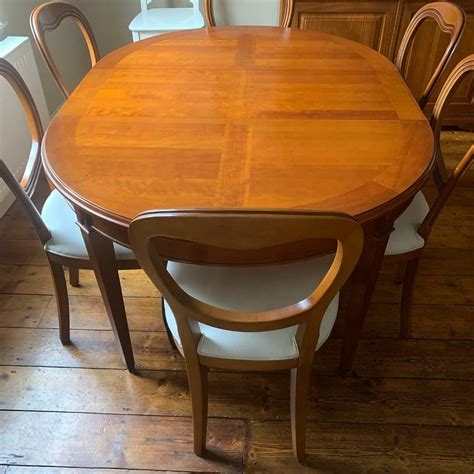 Solid Wood Extendable Round Oval Dining Table French Style And 6