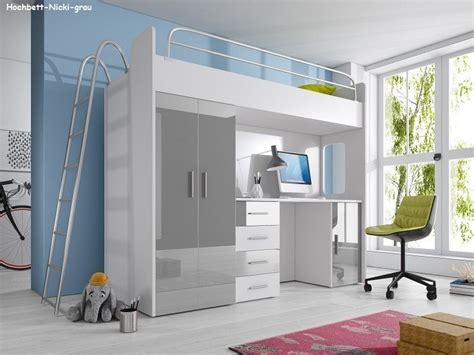 90×200 hochbett inkl integrierter schreibtisch u schrank higher 1a von parisot nordische esche. Hochbett NICKI mit Kleiderschrank u. Schreibtisch - Möbel ...