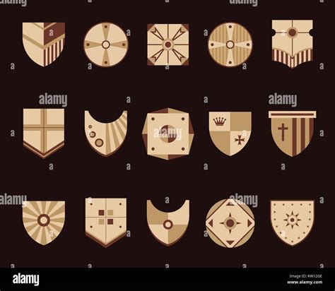 Army Shields Icons Set Medieval Shields Set Logo Emblem Isolated On