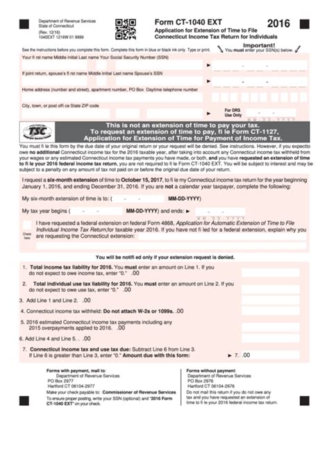 Form Ct 1040 Ext Application For Extension Of Time To File