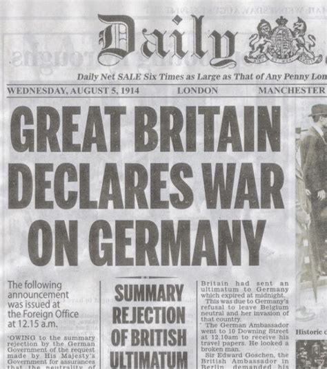 Britain Declares War Daily Mail Aug 5 1914 Brotherbored