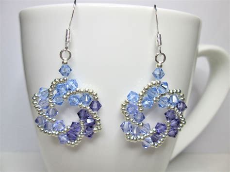 Blue Tanzanite Swarovski Crystal Earrings Bead Woven Jewelry Etsy