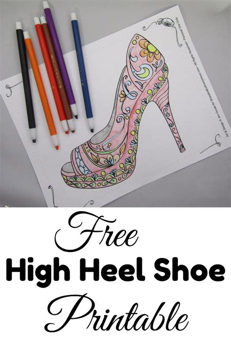 Cowboy boot coloring page from clothes and shoes category. Free Printable: High Heel Shoe Coloring Page - Shoeaholics ...