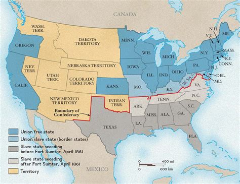 Union And Confederate States Map Alaine Leonelle