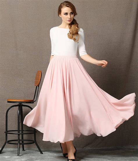 Chiffon Skirt Womens Skirts Pink Chiffon Skirt Floaty Maxi Etsy