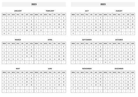 Printable Mini Monthly Calendar 2023 Yearly Overview Yearly Etsy Uk