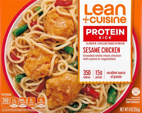Lean Cuisine Frozen Meal Sesame Chicken Protein Kick Microwave Meal