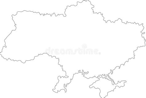 Ukraine Country Map Outline On White Stock Vector Illustration Of