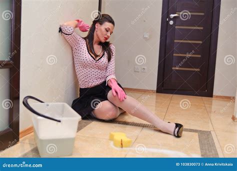 Housewife Washing Floors Stock Image Image Of Housewife 103830073