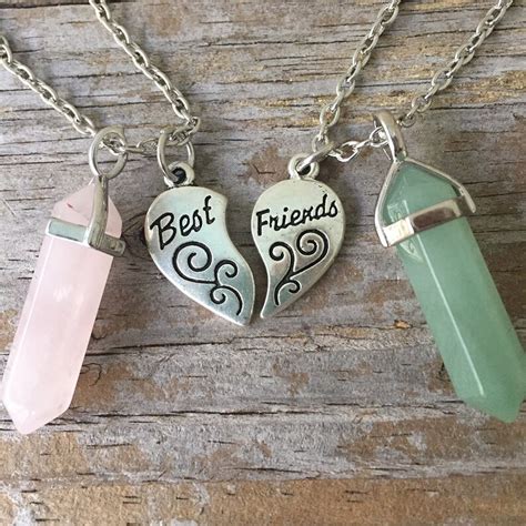 Best Friends Crystal Necklace Best Friends Heart With Etsy