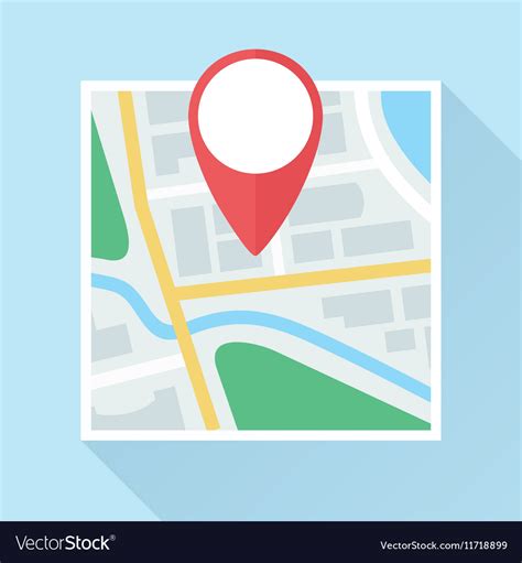 Map With Location Mark Flat Icon Royalty Free Vector Image