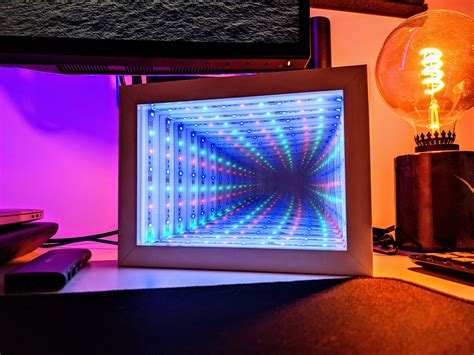 Infinity Mirror 3d Printed Led Desktop Light Box Illusion Etsy Canada