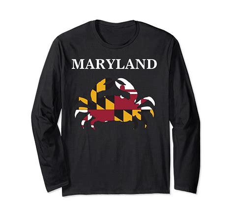 Maryland State Flag Pride Love Blue Crab Long Sleeve T Shirt