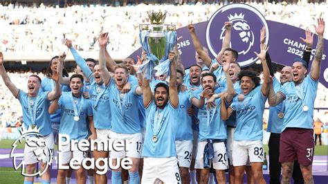 Manchester City Lift Premier League Trophy As 2022 23 Champions Full
