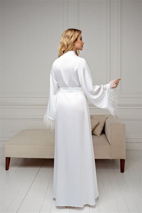 long feather robe for bride white bella donna handmade ️