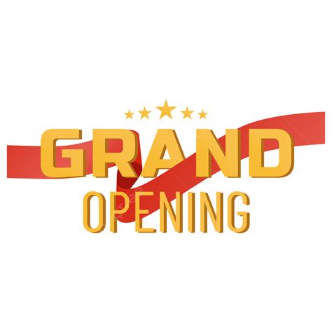 Grand Opening Text Gold And Red Ribbon Vector Art Grand Opening Text