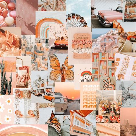 Peach Photo Wall Collage Kit Peach Aesthetic Peachy Collage Instant