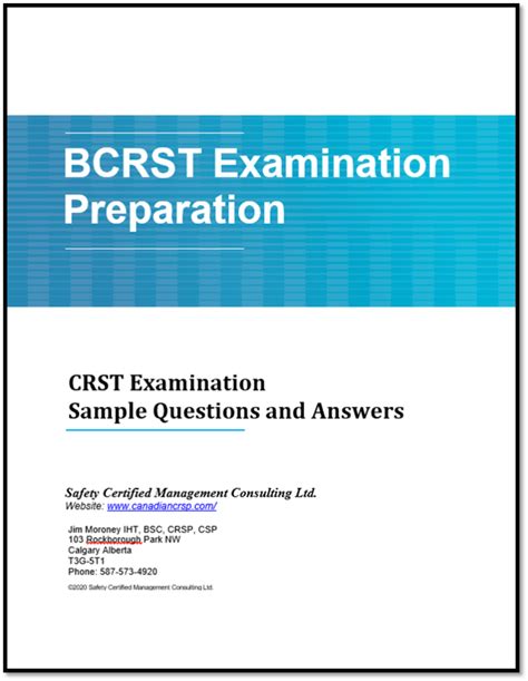 Free Crst Sample Questions Canadian Safety Exam Prep