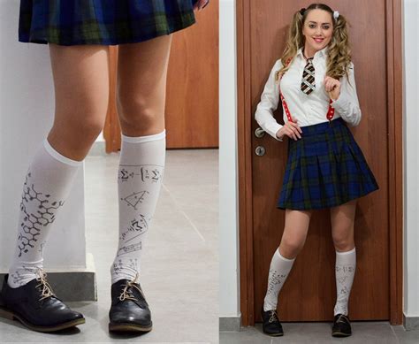 School Girl Halloween Print Socks Opaque Printed Knee High Socks