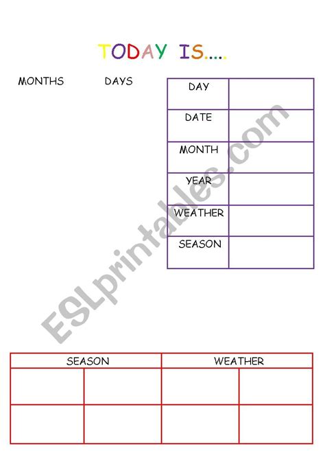 Today Calendar Frame Esl Worksheet By Eserober90