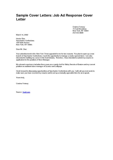 This cover letter example makes a positive impression because the job applicant showcases exactly why she wants to make a start in a new field. Sample Cover Letter Format for Job Application