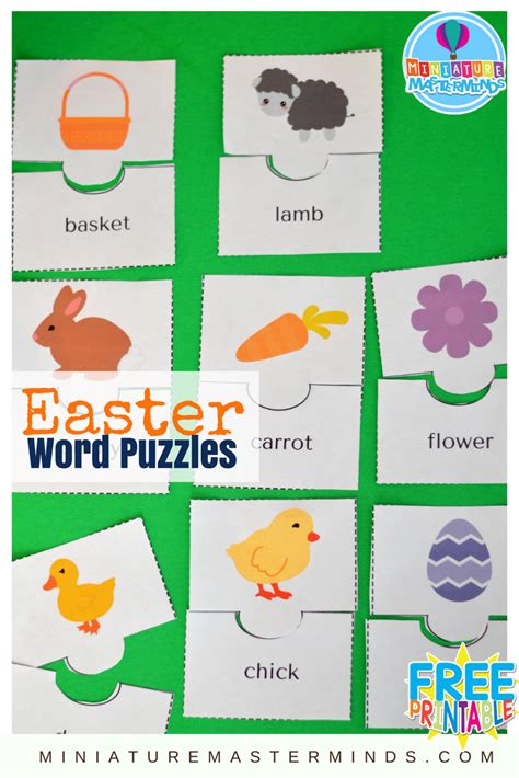 Free Printable Preschool Easter Themed Word Puzzles Miniature Masterminds