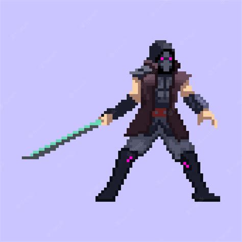 Premium Vector Pixel Art Samurai Character With Sword