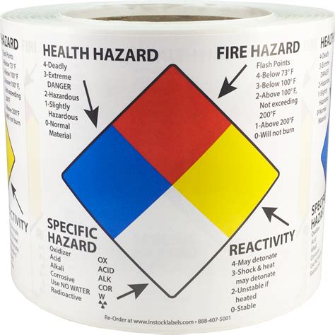 Large Specific Health Fire Reactivity Hazard Labels InStockLabels Com