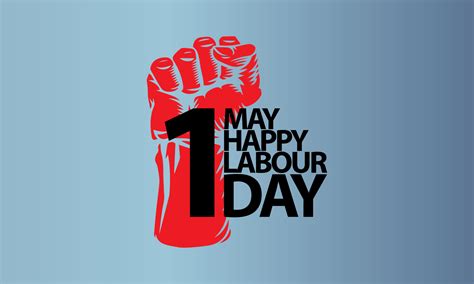 international labour day vector poster happy labour day 1st may worker s day red hand and blue