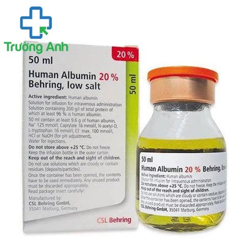 human albumin 20 behring low salt 50ml hỗ trợ thẩm tách máu