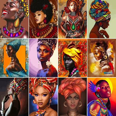 Paint By Number Kits African Woman Acrylic Paint Diy For Adults In X