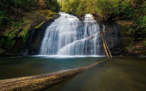 Waterfall Forest Lake Autumn Evening Sunset Beautiful Waterfalls