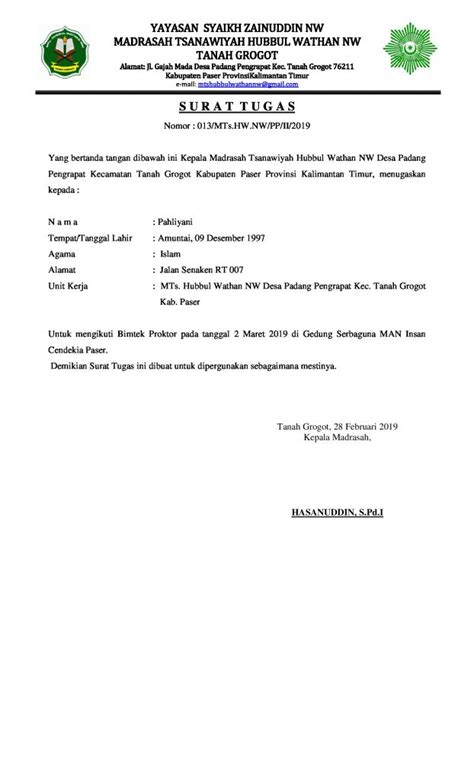 Contoh Surat Tugas Untuk Dinas Koperasi Imagesee