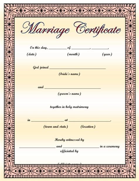 Fake Marriage Certificates Free Printable Printable Templates