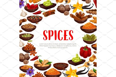 Vector Poster Of Spices And Food Illustrations Creative Market