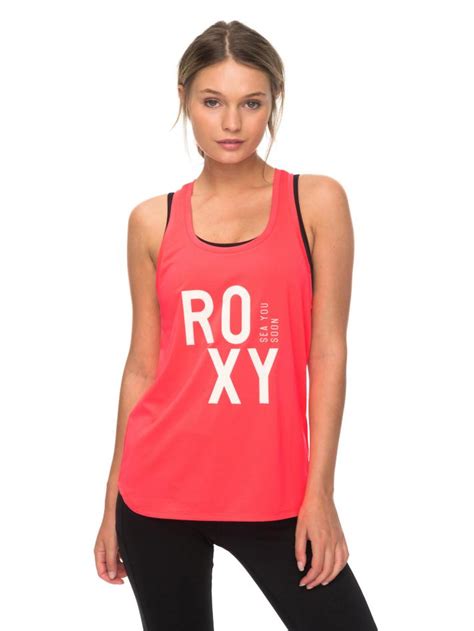 Red Womens Roxy Tops And Shirts Parisian Walkway Technical Tank Top Smocking Red Navigate Fp