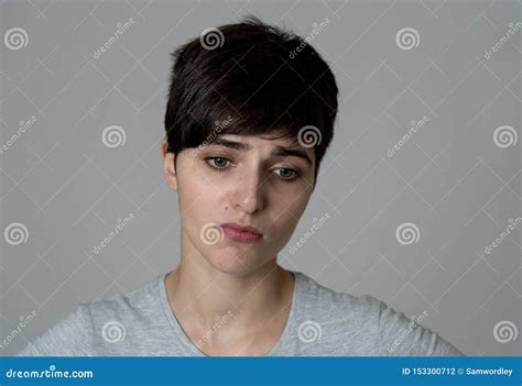 Human Expressions And Emotions Young Attractive Woman Sad And