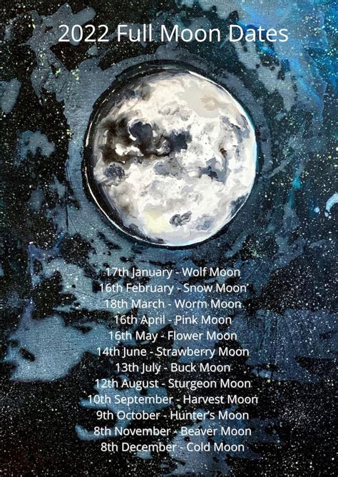 Full Moon Calendar Printable Full Moon Dates Digital Etsy India