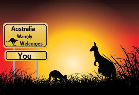 Vítejte V Austrálii Cedulka S Divoké Klokaní — Stock Fotografie © Ekays