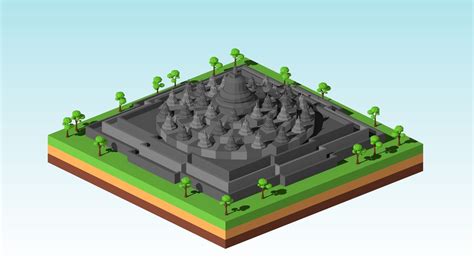 3d Model Cartoon Low Poly Borobudur Temple Vr Ar Low Poly Cgtrader