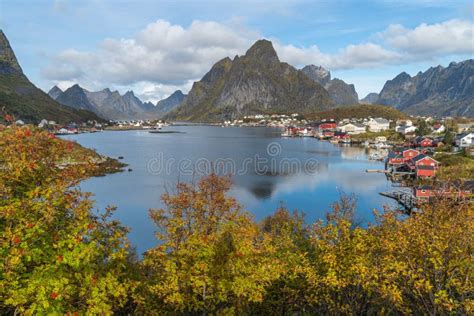 Autumn Season In Reine Village In Lofoten Archipelago Norway